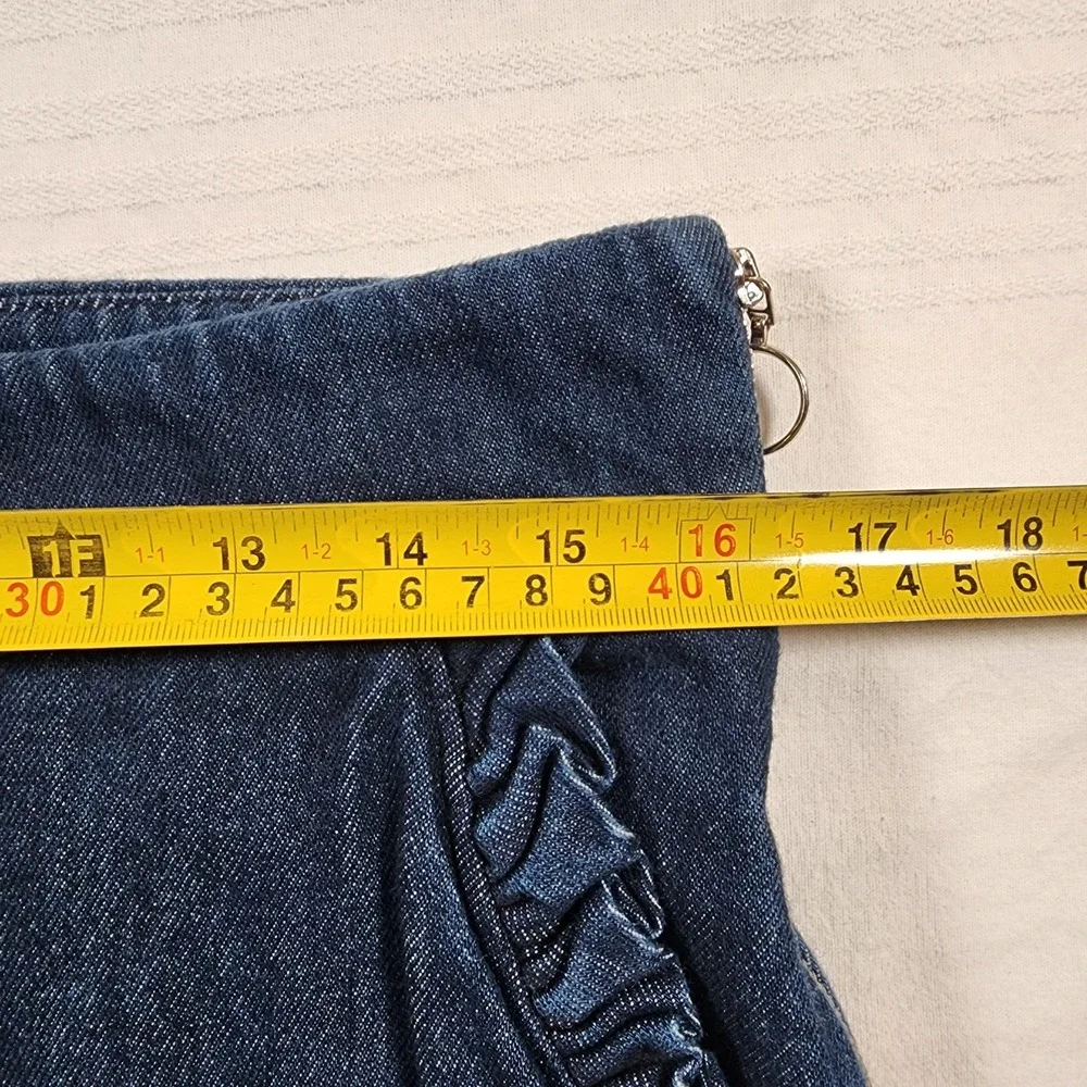 Zara Pants Womens Large Pull On Knit Denim Sweat Baggy Flare Bootcut Y2K